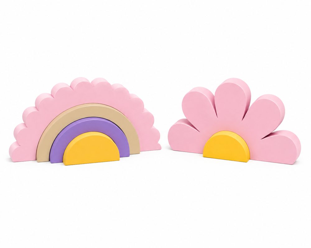 Rainbow and daisy shelf decor set
