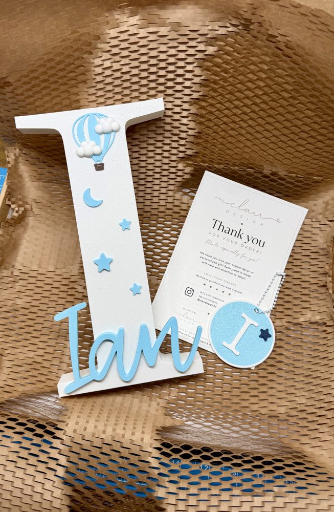 Personalized name sign Ian with thank you card, gift-ready